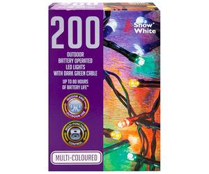 PMS VFM - 200 Led Battery Powered Outside Christmas Lights - 8 Function Multicoloured String Lights with 6 Hour Timer, Suitable for Indoor & Outdoor (3Xaa Required)