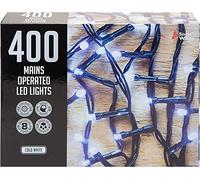 PMS VFM - Cold White 400 Led 20M Christmas Lights - Festive Bright String Xmas Tree Wedding Fairy Lighting Indoor & Outdoor Mains Operated Multi Function Control