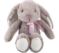 PMS VFM e-Store Grey Rabbit Teddy 23cm - Pippin Bunny Plush Soft Toy With Pink Ribbon Bow - Cuddly Toy Sitting Bunny for New Baby Gifts