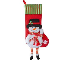 PMS VFM - Long Leg Snowman Design Christmas Stockings 54cm, Large, Jumbo, Traditional, Giant, Fluffy, Festive, Christmas, Xmas Eve, for Children