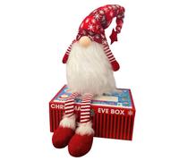PMS VFM - Red 55cm Sitting Gonk Quirky Festive Nordic Scandi Christmas Decoration - Luxury Knitted & Felt Xmas Gnome Ornament With Snowflake & Stripes Pattern