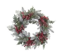 PMS Wreath with Red Berries & Cone 24" - Traditional Christmas Door Wreath with Pine Cones and Festive Greenery - Seasonal Decorative Display