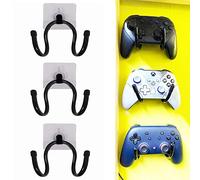 Pmsanzay 3 Pack Universal Self-Adhesive Game Controller Wall Mount Storage Organizer Stand Holder Hanger for Xbox One PS4 Switch Pro Controller,Headphone,Cables,etc - No Drilling, Stick on