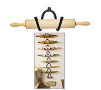 Pmsanzay Rolling Pin Rack - Adjustable, Black, Classic Style - Holds 1 Rolling Pin, Wall Mount, Kitchen Use