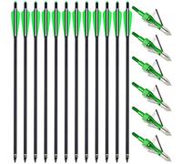 PMSM 20 Inch Carbon Crossbow Bolts 12 Pack and 6 Pack 3 Blades Hunting Broadheads kit, Carbon Crossbow Arrows for Hunting and Outdoor Practice (20inch Green and Green)
