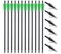 PMSM 20 Inch Carbon Crossbow Bolts 12 Pack and 6 Pack 3 Blades Hunting Broadheads kit, Carbon Crossbow Arrows for Hunting and Outdoor Practice (20inch Green and Black)