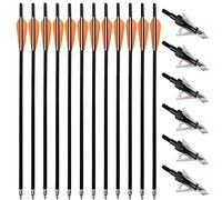 PMSM 20 Inch Carbon Crossbow Bolts 12 Pack and 6 Pack 3 Blades Hunting Broadheads kit, Carbon Crossbow Arrows for Hunting and Outdoor Practice (20inch Orange and Black)