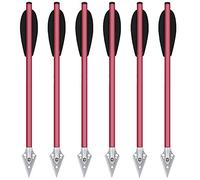 PMSM 6.3inch Aluminium Crossbow Bolts Arrows Steel Broadhead Tips Hunting Arrows for 50-80lbs Mini Crossbow Archery Fishing Hunting Target Practice(Pack of 6-12) (6Pcs Red)