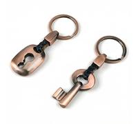 PMTFUMY 2PCS Couples Matching Keychain Set, Vintage Copper Key Lock Design Key Rings with Braided Leather, Romantic Couples Keychains for Anniversary Wedding Valentine's Day Gifts