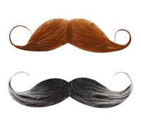 PMTFUMY 2pcs Fake Beards Halloween Beard Costume Fake Mustaches Self Adhesive Fake Mustaches Old Man Moustache Detective Masquerade Party Beard for Mexican Fiesta Christmas Party Black, Brown