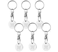PMTFUMY 6-Pack Shopping Trolley Tokens - Solid Metal Keyrings for UK Supermarkets