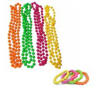 PMTFUMY 8-Piece 80's Retro Neon Jewelry Set, Neon Party Accessories, Women's Retro Beaded Jewelry