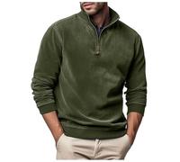 PMUAFG Sweatshirts for Men Mens 1/4 Zip Long Sleeve Fleece Top Jumper Zipped Sports Golf Sweater Sweatshirt Quarter Zip Sweater Plain Colour No Logo Green