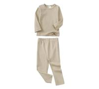PMUYBHF Boys Hooded Robe Baby Boy & Girls Long Sleeve Shirt Tops Pajamas Pants Set Kids Toddler Sleepwear Outfits Children For Daily Towel Robes (Beige, 3-4 Years)