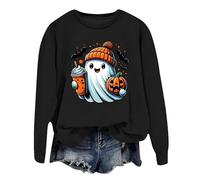 PMUYBHF Women's Halloween Jumper - Oversized Pumpkin & Skeleton Print Knit | Cosy Oversized Crew Neck Pullover with Long Sleeves | Autumn Winter Casual Snug Sweater 2026 Festive Knitwear
