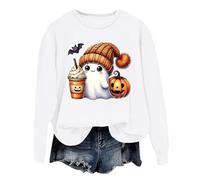 PMUYBHF Women's Halloween Jumper - Oversized Pumpkin & Skeleton Print Knit | Cosy Oversized Crew Neck Pullover with Long Sleeves | Autumn Winter Casual Snug Sweater 2026 Festive Knitwear