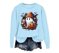 PMUYBHF Women's Halloween Jumper - Oversized Pumpkin & Skeleton Print Knit | Cosy Oversized Crew Neck Pullover with Long Sleeves | Autumn Winter Casual Snug Sweater 2026 Festive Knitwear