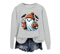 PMUYBHF Women's Halloween Jumper - Oversized Pumpkin & Skeleton Print Knit | Cosy Oversized Crew Neck Pullover with Long Sleeves | Autumn Winter Casual Snug Sweater 2026 Festive Knitwear