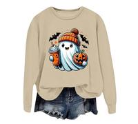 PMUYBHF Women's Halloween Jumper - Oversized Pumpkin & Skeleton Print Knit | Cosy Oversized Crew Neck Pullover with Long Sleeves | Autumn Winter Casual Snug Sweater 2026 Festive Knitwear
