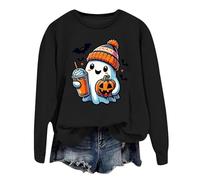 PMUYBHF Women's Halloween Jumper - Oversized Pumpkin & Skeleton Print Knit | Cosy Oversized Crew Neck Pullover with Long Sleeves | Autumn Winter Casual Snug Sweater 2026 Festive Knitwear