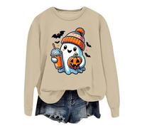 PMUYBHF Women's Halloween Jumper - Oversized Pumpkin & Skeleton Print Knit | Cosy Oversized Crew Neck Pullover with Long Sleeves | Autumn Winter Casual Snug Sweater 2026 Festive Knitwear