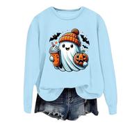 PMUYBHF Women's Halloween Jumper - Oversized Pumpkin & Skeleton Print Knit | Cosy Oversized Crew Neck Pullover with Long Sleeves | Autumn Winter Casual Snug Sweater 2026 Festive Knitwear