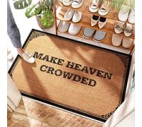 PMXA Entry Rug Coir Door | Make Heaven Crowded - Striped/Back - Fall Welcome Mats For Front Door, Waterproof Pets & Welcome Door(65X90CM)