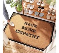 PMXA Interlocking Coir Door Mat Have More Empathy - Funny Welcome | Absorbent/Restroom - Half Moon Door Mat Outdoor For Outdoor Front Porch, Octagon(65X90CM)