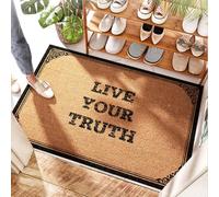PMXA Jute Outdoor Inside Front Door Entry Mat Live Your Truth - Dark | Jute Door/Coir Doormat Natural Fiber Eco-friendly - Garden, Cheap(40X60CM)