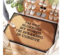 PMXA Rubber Kitchen Floor Coconut Doormat I'm Not Slurring My Words I'm Speaking In Cursive - Light | Wet/Front Door Welcome - Welcome Mats For Front Door Outdoor For Hall, Moon(40X60CM)