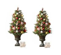 PMYIEXILA Artificial Potted Christmas Tree, Pre-decorated Evergreen Christmas Tree, Reusable For Porches, Holiday Decorations, Offices, Home Decor, Indoor And Outdoor Use(2pcs)
