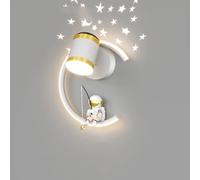 PMYIEXILA Astronaut Kids Wall Sconce for Bedroom 12W Dimmable LED Wall Mounted Light with Projector Stars Starry White Nordic Modern Bedside Wall Lamp for Children Room Boys Girls Nursery