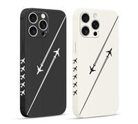 Pnakqil 2 Pieces Cover for iPhone 16 Pro Max 6.9 Inches Cute Line Travel Plane Black Design Women Soft Slim Protection with Anti Camera Shockproof Silicone TPU Soft Case