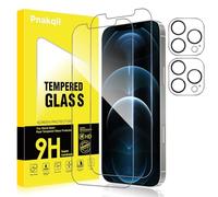 Pnakqil Tempered Glass Film for iPhone 12 Pro with Camera Protection, Ultra Resistant Anti Scratch HD Clear Bubble Free 9H Military Grade Screen Protector, 2 + 2 Pieces