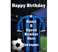 pnc129 Inter Milan Happy Birthday Card, Can be Created for Any Event Greetings Card. A5 Personalised Greetings Cards BY Gifts for All 2016 from Derbyshire UK