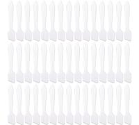 Pndeyo 100 Pcs Mini Makeup Spatulas Plastic Disposable Cosmetic Spatulas 3.2 Inch Skin Care Applicator Face Massage Beauty Tools for Mixing and Sampling Face Eye Cream White