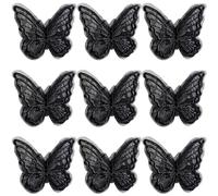 Pndeyo 10pcs Butterfly Hair Clips for Women, Non-Slip Embroidery Butterfly Hair Pins, Double-Layer Lace Butterflies Hair Barrettes Accessories for Long Short Curly Wavy Straight Hair- Black