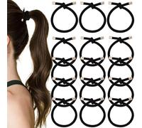 Pndeyo 15pcs Elastic Hair Ties for Women, Knotted Hair Bands Ponytail Holders, Non-Slip Hair Rope Accessories for Thin Thick Wavy Curly Straight Long Short Hair- Black