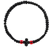 Pndeyo 1pc Orthodox Prayer Rope, 6.69in, with Red Bead, Black