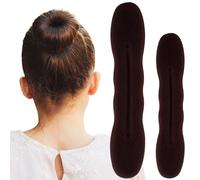 Pndeyo 2 x Hair Bun Maker for Women Non-Slip Hair Bun Maker Curler Lazy Sponge Bun Updo Accessories for Long Thin Curly Straight Wavy Hair Brown