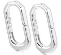 Pndeyo 2pcs 925 Sterling Silver Jewelry Clasps, Hypoallergenic Necklace Enhancer Shortener, Spring Rings Clasp Connector Carabiner for Bracelet Anklet Jewelry Making