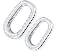 Pndeyo 2pcs 925 Sterling Silver Oval Jewelry Clasps, Hypoallergenic Necklace Enhancer Shortener, Spring Bail Clasp Rings Connector Carabiner for Bracelet Anklet Jewelry Making
