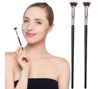 Pndeyo 2pcs Folding Angle Lash Brush, Mascara Fan Brush Eyebrow Applicator, Multifunctional Bent Eyelash Comb Separator Makeup Tool for Upper Lower Eye Lash- Brown