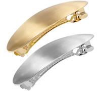 Pndeyo 2pcs French Metal Hair Barrettes for Women, Non-Slip Oval Large Spring Hair Clip, Simple Retro Wedding Prom Hair Pins Accessories for Long Thick Curly Wavy Straight Hair- Gold & Silver