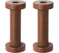 Pndeyo 2pcs Wooden Spools of Crafts, Empty Natural Wood Thread Spools, 1.18x2.76 Inches Unfinished Wooden Textile Bobbin for Organizing Cord Twine Ribbon Chains Elastic Threads- Coffee
