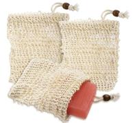 Pndeyo 3pcs Bars Soap Bags for Shower, Natural Sisal Soap Saver Pouch, Fast Foaming and Drying Mesh Soap Sock, Exfoliating Soap Scrubber Pouch for Washing Body