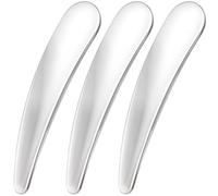 Pndeyo 3pcs Mini Metal Makeup Spatula, Reusable Cosmetic Cream Spatulas Spoon, Skincare Scoop Applicator Facial Massage Beauty Tools for Mixing and Sampling Face Eye Cream- Silver