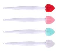 Pndeyo 4pcs Lip Scrub Brush, Double-Sided Silicone Lip Scrubber Exfoliator Brush, Soft Lip Scrubber Tool for Men Women Dark Lips- Pink & Green & Red & White