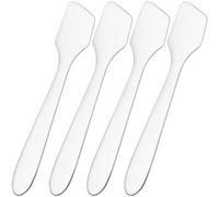 Pndeyo 4pcs Mini Metal Makeup Spatula, Reusable Cosmetic Cream Spatulas Spoon, Skincare Scoop Applicator Facial Massage Beauty Tools for Mixing and Sampling Face Eye Cream- Silver
