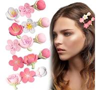 Pndeyo 5pcs Cute Flower Hair Barrettes for Women, Non-Slip Colorful Peach Blossom Hair Clip, Sweet Small Floral Hair Alligator Bangs Clip Hair Styling Accessories for Various Hairstyles- 5 Styles